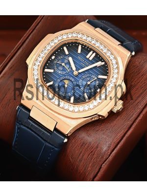 Patek Philippe Nautilus Perpetual Calendar Leather Straps Blue Watch Price in Pakistan