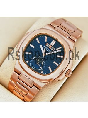 Patek Philippe Rose Gold Nautilus Blue Dial Watch Price in Pakistan