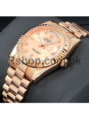 Rolex Day-Date Rose Gold Diamond Dial Watch Price in Pakistan