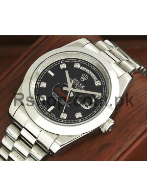Rolex Day-Date Smooth Bezel Black Dial Watch Price in Pakistan