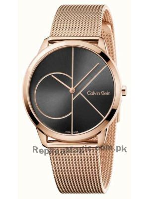 Calvin Klein Mens Minimal Rose Gold Toned Mesh  Bracelet Watch Price in Pakistan