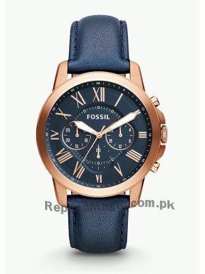 Fossil Grant Chronograph Navy Leather Watch FS4835  (Same as Original) Price in Pakistan