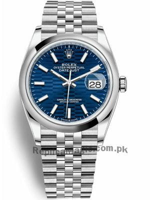 Newest Model-Rolex Datejust 36 Bright Blue Fluted Motif Dial Watch  (2021)  Price in Pakistan
