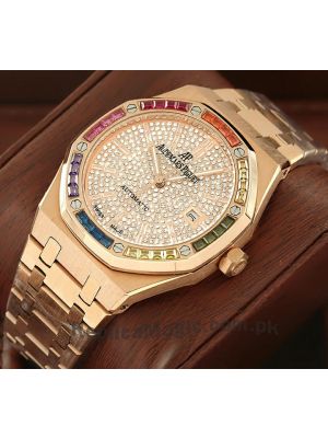 Audemars Piguet Royal Oak Diamond Dial Gem Bezel Watch  Price in Pakistan