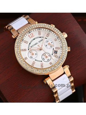Michael Kors Women's MK5774 Parker Rose Gold and White Watch Price in Pakistan