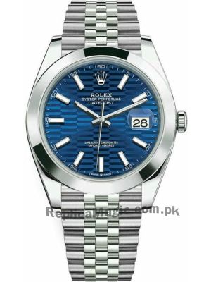 Rolex Datejust 41mm Stainless Steel Bright Blue Fluted Jubilee Watch Price in Pakistan