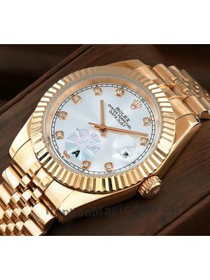 Rolex Datejust Silver Dial Everose Gold Watch Price in Pakistan