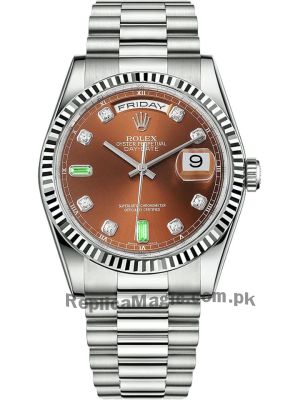 Rolex Day-Date Brown Diamond Dial Watch Price in Pakistan