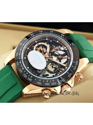 Rolex Daytona Skeleton Dial Green Strap Watch Price in Pakistan