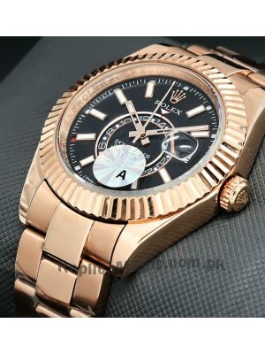 Rolex Sky Dweller Black Dial Rose Gold Mens Watch Price in Pakistan