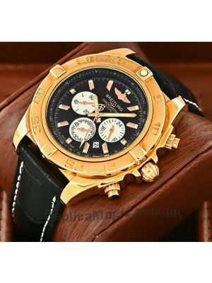 Breitling Chronomat black Leather Strap Watch Price in Pakistan