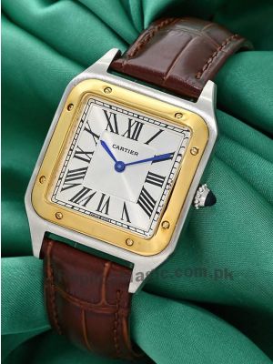 Cartier Santos Dumont Two Tone Brown Straps Watch Price in Pakistan