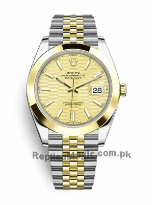 Rolex Datejust 41mm Golden Fluted Motif Dial Smooth Bezel Watch Price in Pakistan
