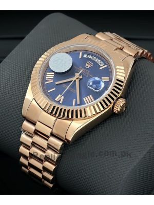 Rolex Day-Date 40 Rose Gold President Blue Roman Dial Watch Price in Pakistan