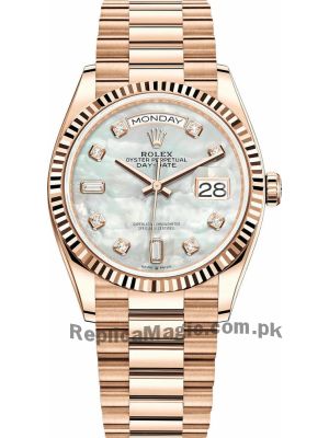 Rolex Day Date Everose Gold 128235 MOP Diamond Watch Price in Pakistan