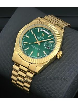 Rolex Day-Date  Green Dial Gold Watch Price in Pakistan