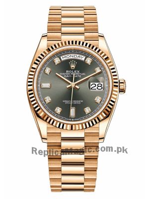 Rolex Day Date Rose Gold Dark Grey Dial Watch Price in Pakistan