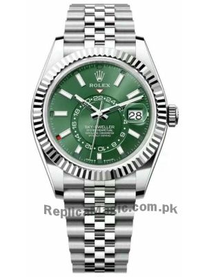 Rolex Sky-Dweller Mint Green Index Dial Jubilee Bracelet Watch Price in Pakistan