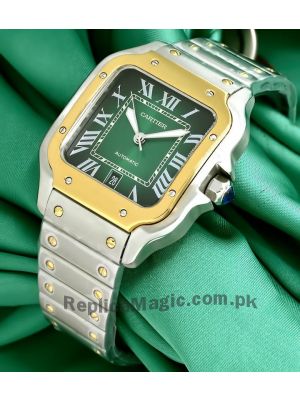 Santos De Cartier Green Dial Two Tone Watch Price in Pakistan