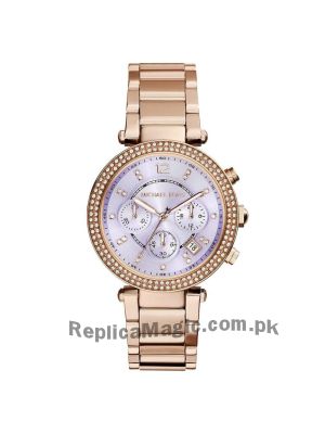 Michael Kors Women's Rose Gold Tone Purple Dial Chrono Watch Price in Pakistan