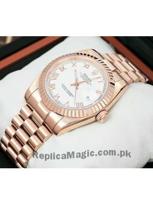 Rolex Date-Just White Dial Rose Gold Watch Price in Pakistan